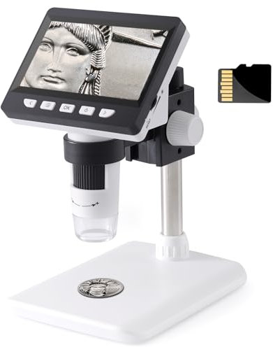 Koolertron Mikroskop Digital, 1080P HD 1000X Mikroskop, USB Mikroskop Mikroskoplupe für Leiterplattenreparatur, Löten von PCB-Münzen, für Erwachsene/Kinder, mit SD Card(4,3-Zoll)