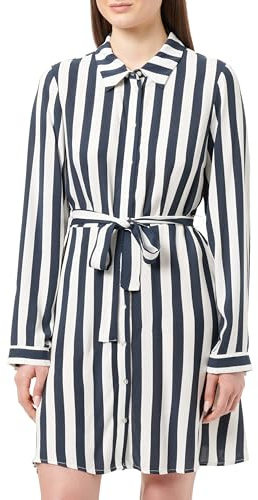 Vila Vestido Corto para Mujer Vilisa L/S, Cloud Dancer/Stripes:Navy Blazer, 36