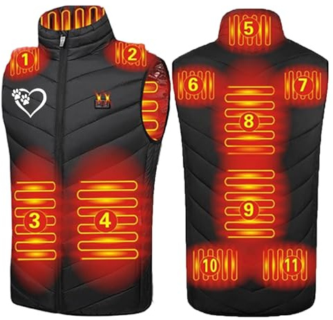 2023 Gilet Chauffant Polaire Sans Manche Homme Femme Avec Batterie Externe Incluse Veste Chauffante Polaire éLectrique 11 Zones de Chaleur Manteau Polaire Chauffant Hiver Pour Moto Chasse RandonnéE