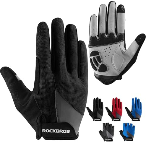 ROCKBROS Cycling Gloves for Men Women - Breathable Gel Pad Road Mountain Bike Gloves - Touch Screen Anti-Slip MTB Gloves for Cycling Workout Outdoor Sports