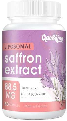 Liposomal Saffron Capsules 88.5mg, Pure Saffron Extract, 60 Capsules