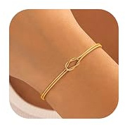 Finrezio 14K Knot Armband Gold Armbänder für Damen Paare Geschenke Armband Zierliche Schlange Kette Einstellbare Gold Schmuck Geschenke für Damen Herren für Ehemann Ehefrau Freund Freundin