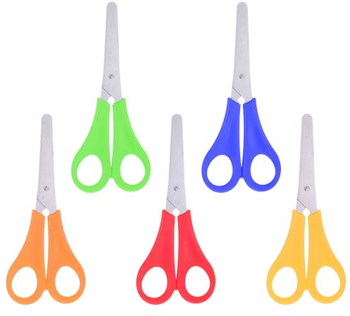 5 Stück Kinderschere Bastelschere Kinder Schere Schule 1. Klasse Kinderscheren Mit Skala Bastelscheren Set Schere Bastelscheren Sicherheitsschere Mit Cm Skala Kunststoffgriff Für Diy Handwerk