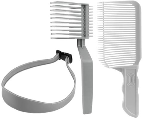 FIMWOLZ 3 Pcs Peigne de Coupe de Cheveux pour Homme avec Positionnement Incurvé et Bande en Silicone - Idéal pour Coiffure Fade