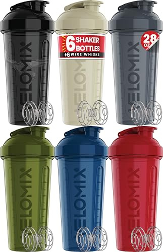 VELOMIX 6 Pack 28oz Protein Shaker Bottle, Stealth Edition