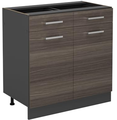 Vicco Küchenunterschrank R-Line, Edelgrau, 80 cm ohne Arbeitsplatte, zur freien Kombination innerhalb modularer Küchensysteme