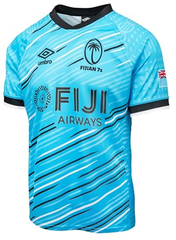 Umbro Men's 25/26 Fiji 7's Rugby Away Jersey, Blue/Black, Small
