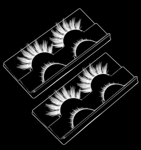 Lot de 4 paires de cils blancs artificiels pour cosplay, Halloween et maquillage de scène, légers et réutilisables avec volume naturel