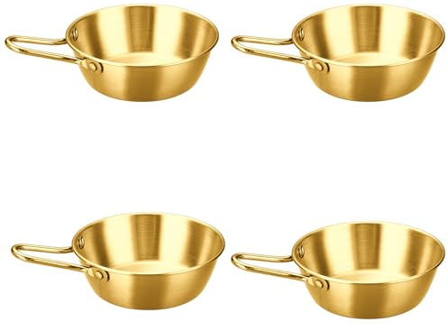 Dcfbkl Juego de 4 cuencos de acero inoxidable con mango para camping, utensilios de cocina pequeños con asa para mochileros al aire libre, senderismo, comedor al aire libre