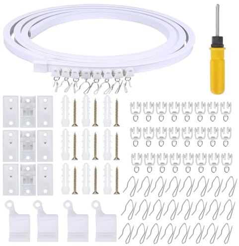 COEWUR 5M Binario Curvo per Tende a Soffitto Binario Tende per Finestre Binario per Tenda Scorrevole a Soffitto Binario a Soffitto PVC per Tende Stanze L U a Forma Tende Divisori Doccia Camper