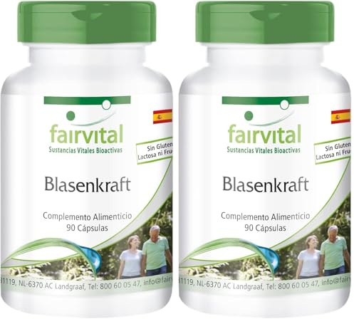 fairvital Cápsulas para la vejiga, 90 cápsulas, con semillas de calabaza, vara de oro, sumac, hipérico y vitamina E, ALTA DOSIS, VEGANO (Paquete de 2)