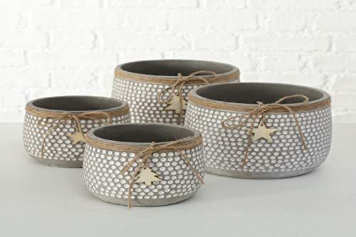 BOLTZE Pflanztopf Beton Pflanzgefäß Blumentopf Pflanz-Kübel grau 2-er Set Höhe 14-18 cm