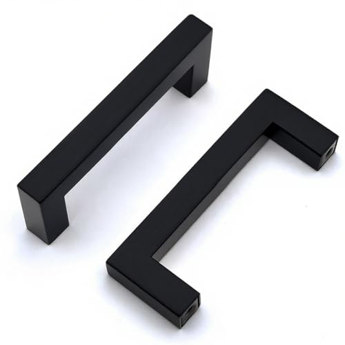 Drenky Tiradores Armarios, Negro Mate Tiradores Cocina de Acero Inoxidable 64 mm Centros de orificio Manijas de Muebles con Tornillos para Gabinete, 2 piezas