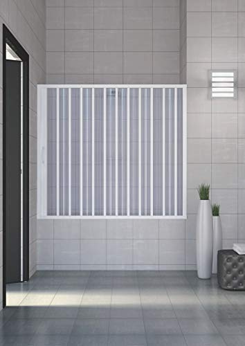 Easy Kit - Sopravasca Box vasca con una anta a soffietto, Larghezza 170 cm, altezza 150 cm, in PVC, bianca, apertura laterale