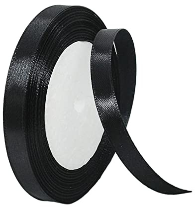 10mm Black Ribbon for Gift Wrapping,22m Fabric Thick Satin Ribbon Black Bow for Gift Wrapping,Ribbons for Balloons,Crafting,Hair,Bouquets,Wedding, Car,Presents,Cake,Christmas Party Decorations