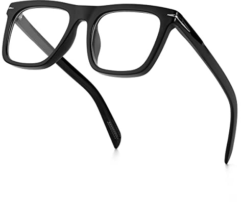 Gleyemor Blue Light Glasses for Men Women Trendy Square Frame Blue Light Blocking Lens Computer Glasses (Black)