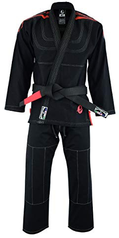 PFG Pro Competition Brazilian Jiu-Jitsu Kimono Gi Kids Adults Unisex Uniform (Black, K-3)