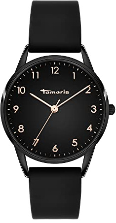 Tamaris Damenuhr - Damen Armbanduhr u.A. in Silber, Gold, Roségold, Schwarz, Blau, Rosa, Burgundy, Grün - Gehäuse rund & eckig auch mit Blumen-Motiven, Wasserfest