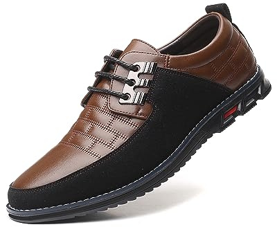 Men's Casual Dress Shoes Oxford Derby Orthopedic Shoes Wide Width Leather Sneakers Comfortable Business Walk Loafers,Brown,13