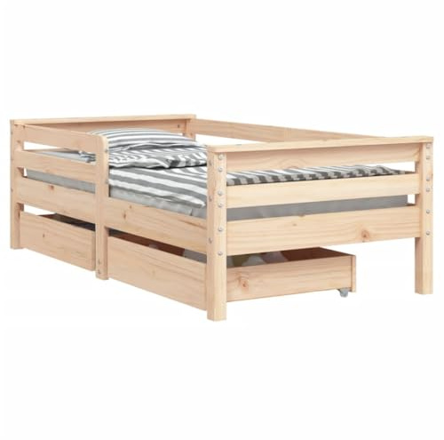 vidaXL Estructura de Cama para Niños con Cajones, Somier con Almacenaje, Cama Infantil, Mueble para Dormitorio, Madera de Pino 70x140 cm