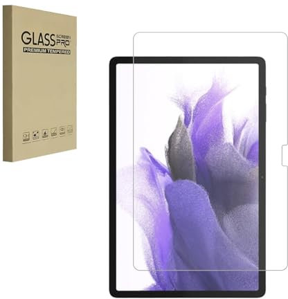 Displayschutzfolie für Samsung Galaxy Tab S7 FE 5G / S9 FE Plus / S9 Plus / S8 Plus 12,4 Zoll, gehärtete Glasfolie kratzfest, blasenfrei, High Definition (1 Stück)