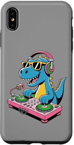 Tocadiscos DJ Dino Funny Music Lover Dinosaur Vibes Carcasa para iPhone XS Max