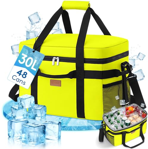 Lifewit Nevera Portatil, Bolsa Termica Grande, Cooler Bag Plegable con múltiples asas, Bolsa Nevera Porta Alimentos para Hombre Mujer, Porta Alimentos para Picnic, Camping, Barbacoa, Verde Manzana,30L