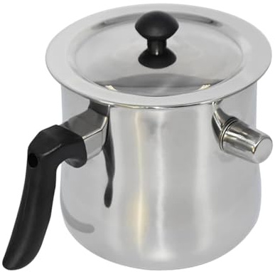 wueiooskj Olla para hacer velas de acero inoxidable sin costuras, con mango resistente al calor, herramienta para derretir chocolate, olla para baño maría, jarra para cera, Plata, 20x17CM 2.5L