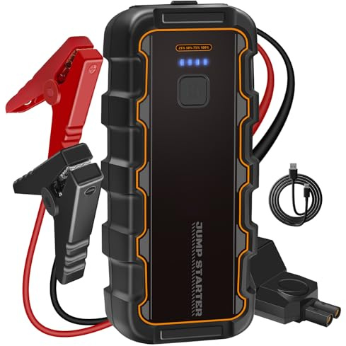 LAIVIYA Arrancador De Baterias De Coche, 7000 A, 12 V Booster con Carga Rápida USB Y Linterna LED De Emergencia, Arrancador De Coches para Motor 6.0 L Gasolina O 3.0 L Diesel con Pinzas Bateria Coche