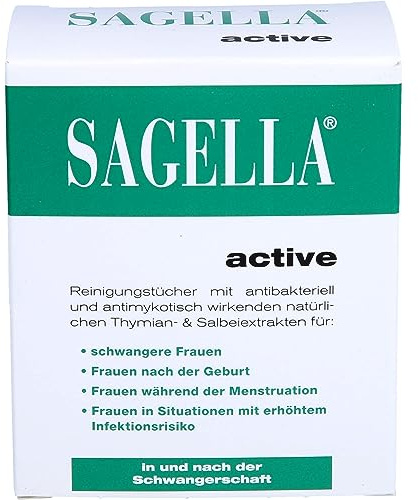 Sagella Active Reinigungstücher: Sanfte Intimpflege speziell angepasst für Frauen während und nach der Schwangerschaft. Erfrischende Reinigungstücher für unterwegs - 10 Stück