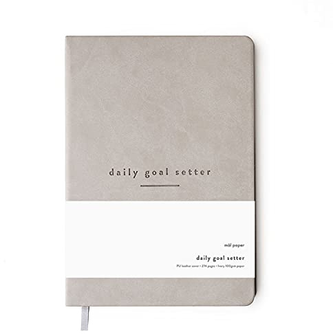 Mal Paper - Planificador diario de objetivos, color gris, 6 meses, 274 páginas sin fecha, agenda de productividad de tapa suave con afirmaciones, páginas de notas, vista semanal y mensual,