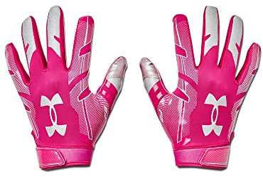 Under Armour Men's F8 Football Gloves , Tropic Pink (654)/Metallic Silver , X-Large