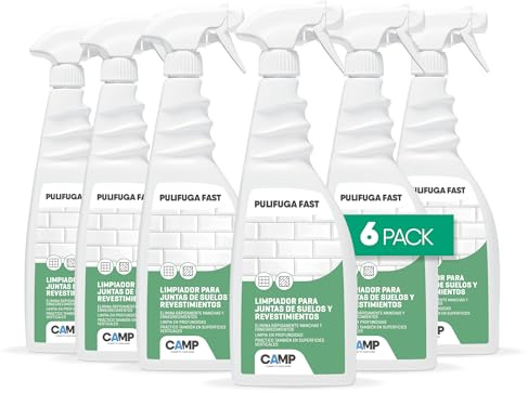 CAMP Pulifuga Fast - Pulisci Fughe Pavimenti Piastrelle e Rivestimenti, Pronto all'Uso, Detergente Pulizia Fughe Pavimento ad Azione Rapida, Rimuove Aloni e Annerimenti, Prodotti Pulizia Casa, 6x750ml