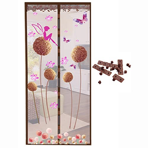 51buyoutgo Door Screens for Keeping Out Flies, Double Magnetic Fly Screens for Patio, French Insect Doors Net Curtain Mesh Cover with Magnets 90 * 210 cm Brown