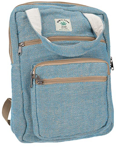 GURU SHOP Ethno Hanf Rucksack, Laptoptasche - Blau, Herren/Damen, Baumwolle, Size:One Size, 35x30x15 cm, Ausgefallene Stofftasche