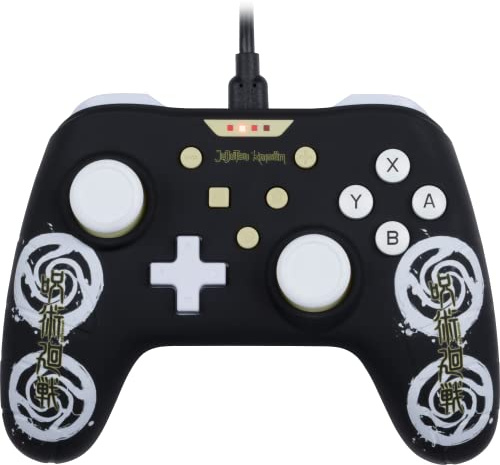 Konix Jujutsu Kaisen Kabelgebundener Controller für Nintendo Switch, Switch OLED und PC - Vibrationsfunktion - 3 m Kabel - Schwarz und Weiß