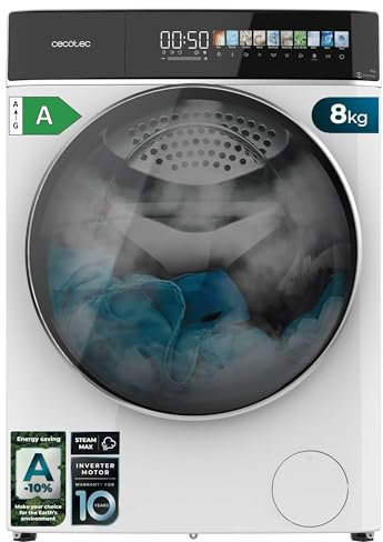 Cecotec Lave linge Frontal Bolero DressCode 8900 Inverter FullColor A, Machine à laver 8kg, 1400 tr,min, écran 10,3, Inverter Plus, SteamMax, 11 programmes, classe A, Fuzzy Logic, Spa Care
