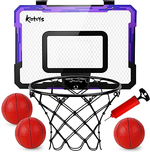 Kiztoys Cerceau de basket-ball pour enfants, mini panier de basket-ball, panier de basket-ball pour chambre à coucher, panier de basket-ball mural à fixation murale, jouet de basket-ball d'intérieur