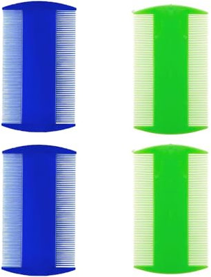 Läusekamm, 4 Stück Flohkamm, Plastik Doppelseitig Nissenkamm, Haustierkamm, Feinzahniger Kopflauskamm, Katzen und Hundepflegekamm, zum Entfernen von Floh und Läusen