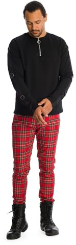 Pantalon pour homme en tissu tartan coupe droite Banned Alternative TRM31107, Tartan, XXL