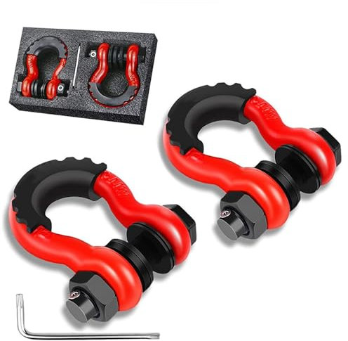 Grillete para remolque grande de 3/4 pulgadas (2 unidades) 45.000 libras/20,4 T, resistencia a la rotura, con pin de 7/8 pulgadas y tornillos de seguridad antirrobo, la capacidad de tracción es de