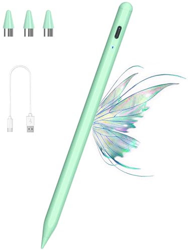 Stylus Pens for Touch Screens POM Tip Magnetic, Kenkor iPad Pen Rechargeable Digital Pencil Fine Point Stylus Pen for iPad Pro/Air/Mini/iPhone and Other iOS/Android Smartphone and Tablet - Green