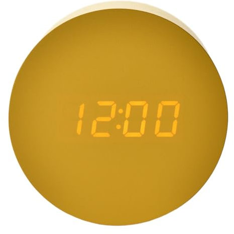 Widdop and Co Interval LED Alarm Clock Yellow - Battery Operated - 9cm x 9cm - Sleek, Stylish, Compact Alarm Clock for Bedroom, Office, Kids Bedroom, Boys, Girls