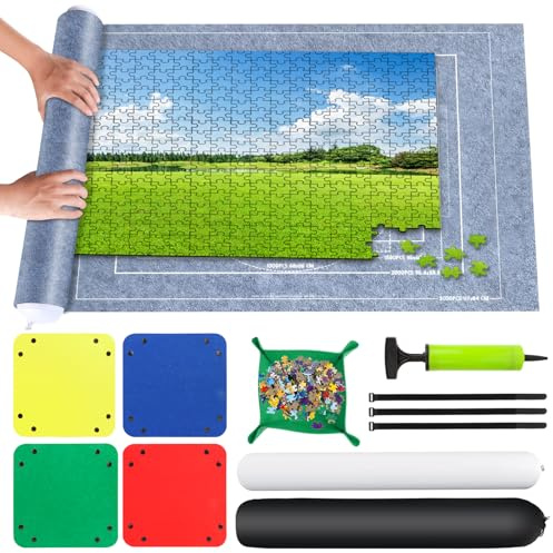 VFANDV Tappeto Puzzle Feltro, Puzzle Mat 1500 1000 500 Pezzi Rotolo di Puzzle Tappeto Puzzle Portatile, Accessori Puzzle Tappeto Puzzle Bambini Adulti, 66 x 116 cm (Grigio)