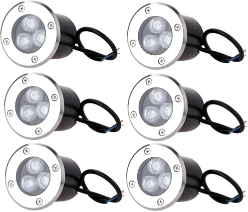 AntDau71® - 6 pezzi Faretto a led segnapasso calpestabile da esterno viali sentieri giardino pavimento IP65 da incasso a terra luce fredda 6500k - 220V (3 watt (10 x 8,5 cm))