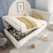 Dolamaní Boxspringbett Eckbett 90x200 cm, Polsterbett Bett mit hydraulischem Stauraum, Bettgestell mit Lattenrost aus Holz, Einzelbett Samt (Beige)