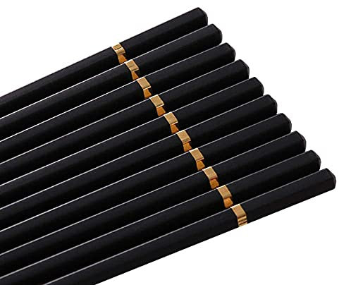 Bacchette riutilizzabili Set di 10 paia di bacchette cinesi in PET e fibra di vetro for uso alimentare, lavabili in lavastoviglie, da 9,4 pollici, riutilizzabili, antiscivolo, facili da usare.(A)