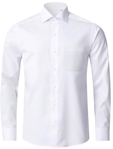 Alimens & Gentle White Shirts for Men Adult Dress 4-Way Stretch Long Sleeve Business Casual Button Down Formal Shirts with Pocket L