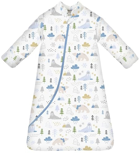 Chilsuessy, Sacco nanna per bambini, invernale, 3,5 Tog, sacco a pelo per bambini per tutto l'anno, per ragazzi e ragazze, sacco nanna per neonati e bambini piccoli, motivo orso polare/3,5 Tog, Taglia