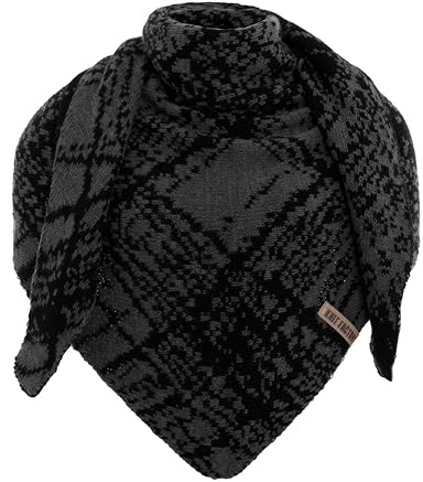 Knit Factory - Lea Trekantssjal - Black/Anthracite - 190x85 cm